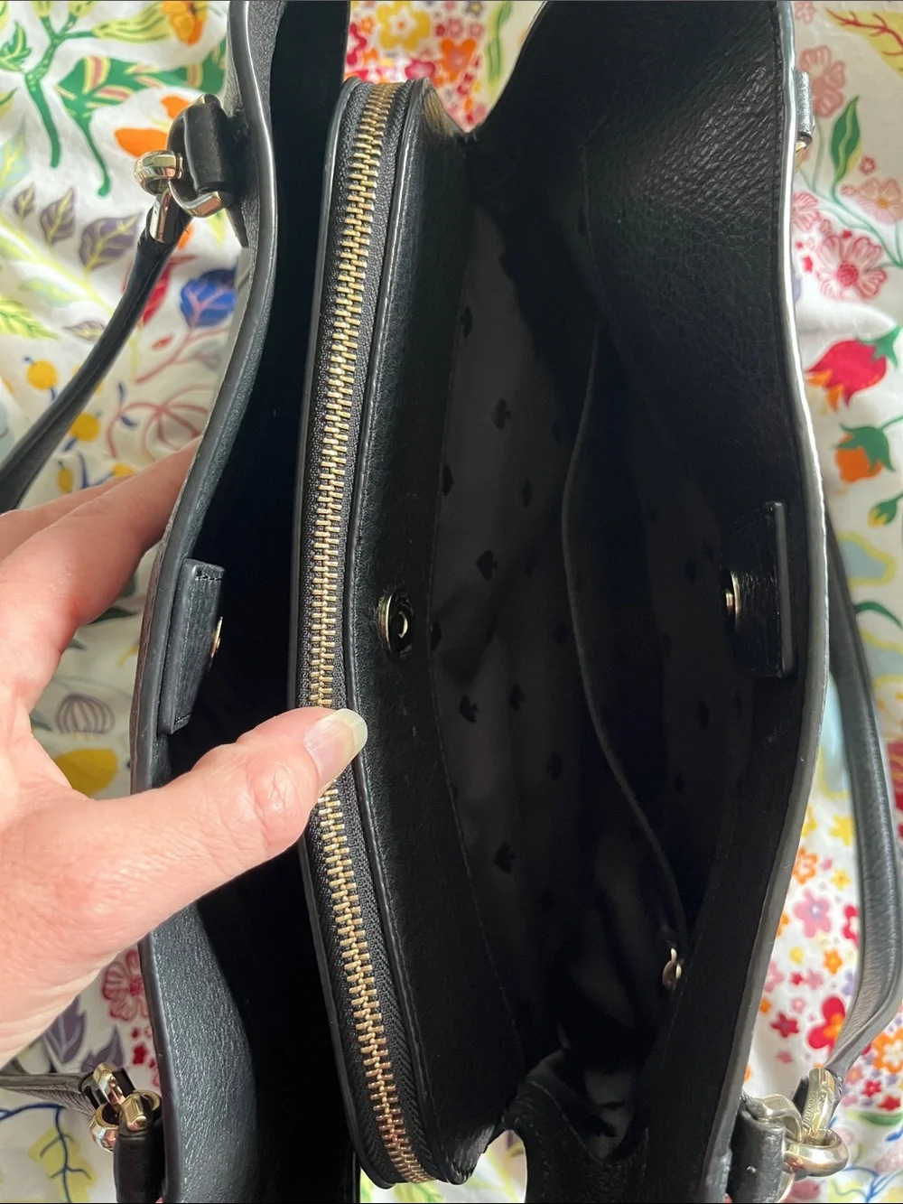 Kate Spade Black Jackson Leather Three Compartment Satchel